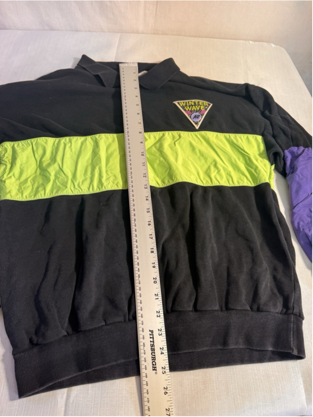 Vintage K2 Winter Wave Sweatshirt Large Colorblock Ski Pullover 90s Neon Retro - Picture 10 of 12